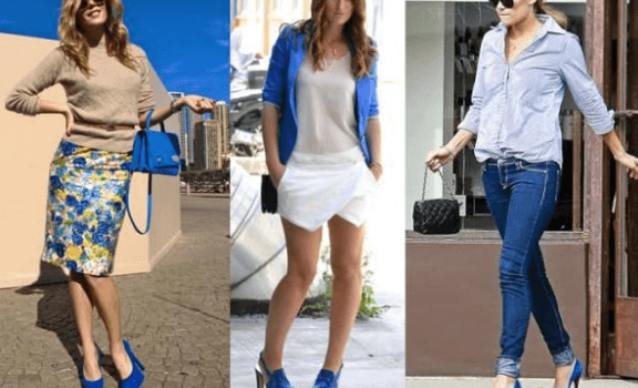 vestir con zapatos azules Mujeres